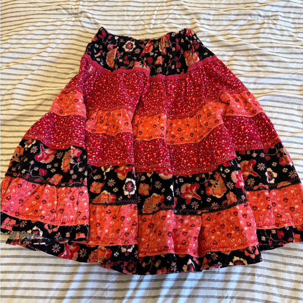Pumpkin Patch Red and Black Floral twirl skirt